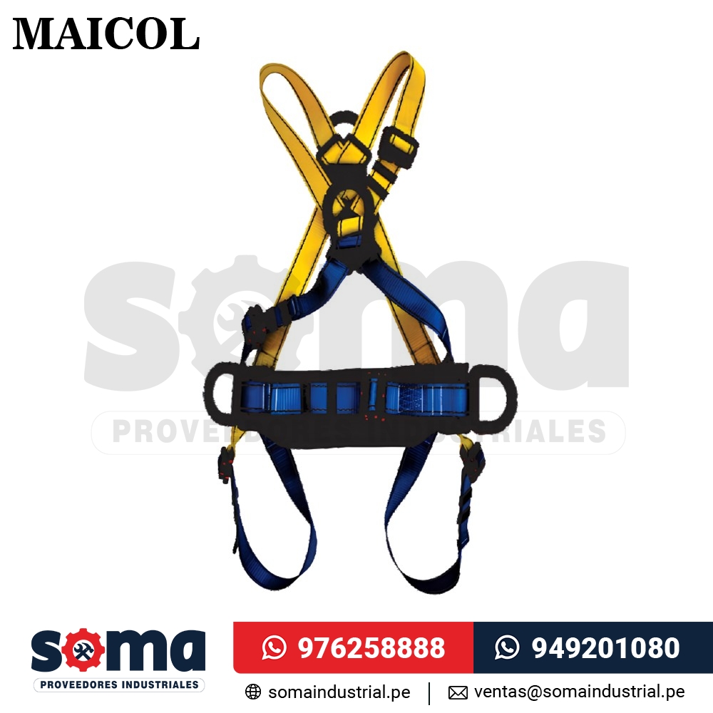 Arnés Dieléctrico en X con 4 Aros y 5 Hebillas con Faja Lumbar AX4A5HFD Maicol