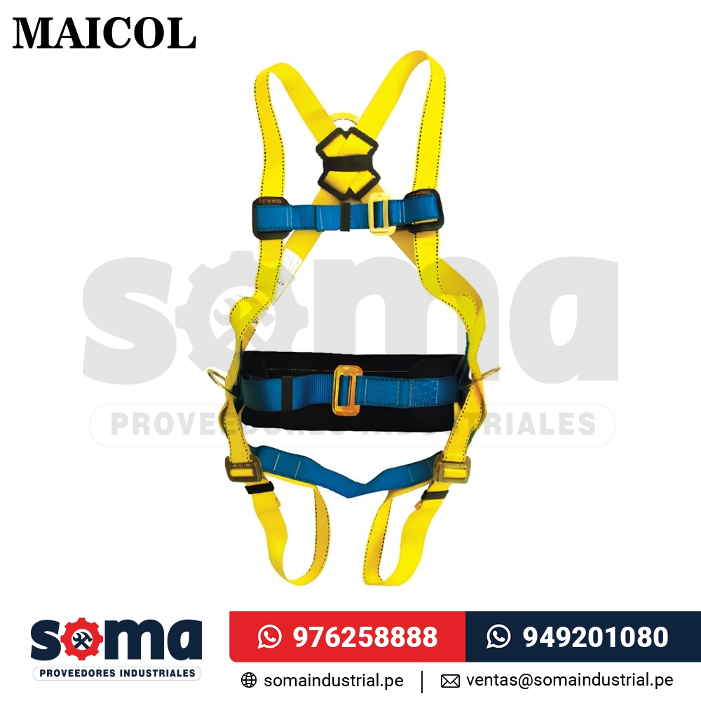 Arnés en H de 3 Aros y 4 Hebillas con Faja Lumbar AH3A4 Maicol