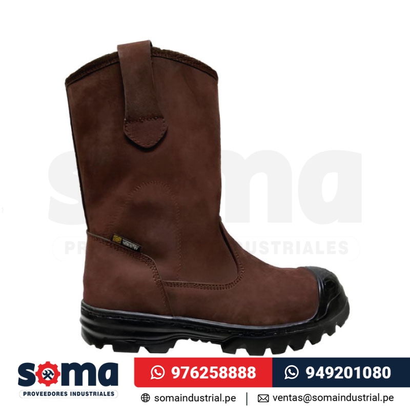 Bota Campera Punta de Acero PU Chocolate