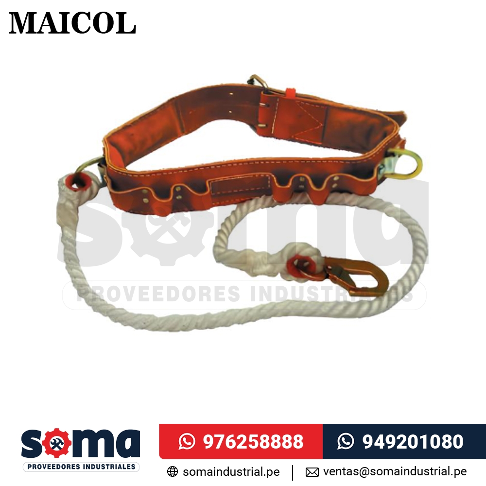 Cinturon De Posicionamiento de Cuero con Gancho de 1 Seguro CPCG1S Maicol