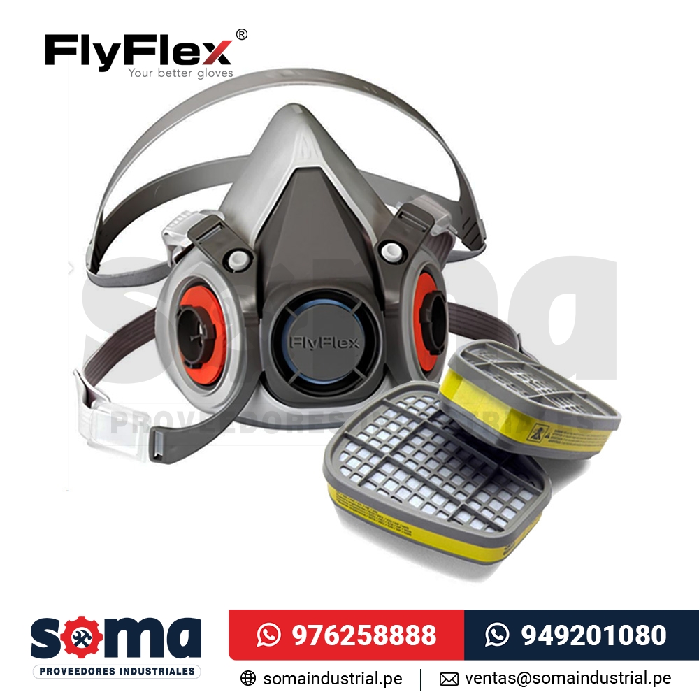 Respirador Flyflex 6200 con cartucho para vapores orgánicos y gases