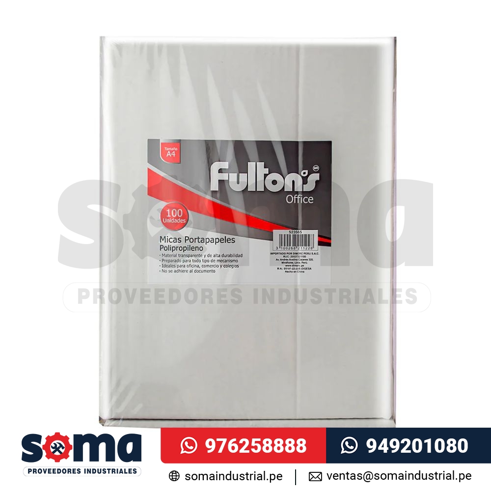 Mica portapapel transparente A4 Fultons (Pack 100)