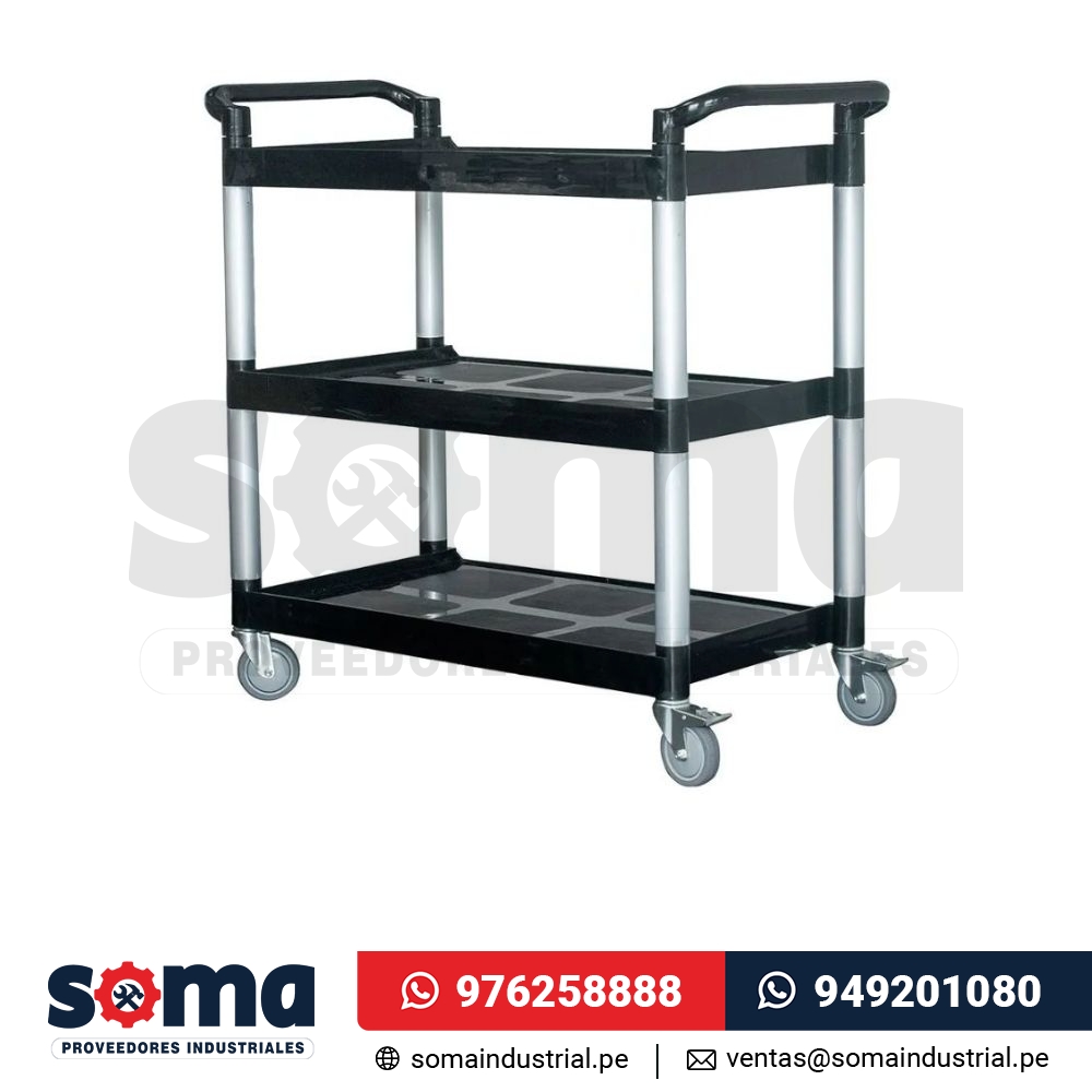 Carro De Servicio De Tres Niveles Con Ruedas Giratorias – Daryza