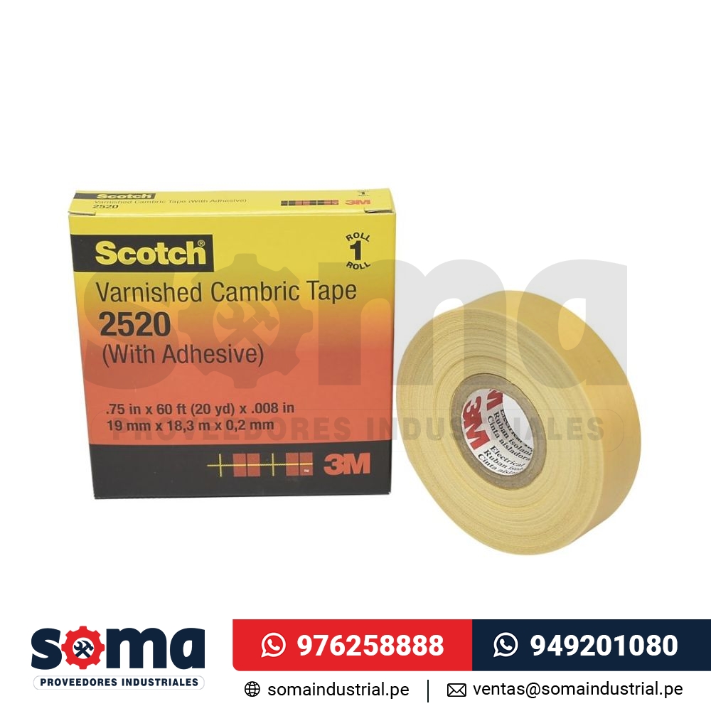 Cinta aislante Cambric con adhesivo 2520 3/4″ x18mts 3M