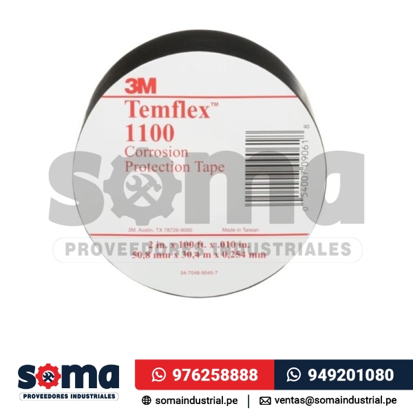 Cinta aislante vinilica Temflex 1100 2¨ x30mts negro 3M 1