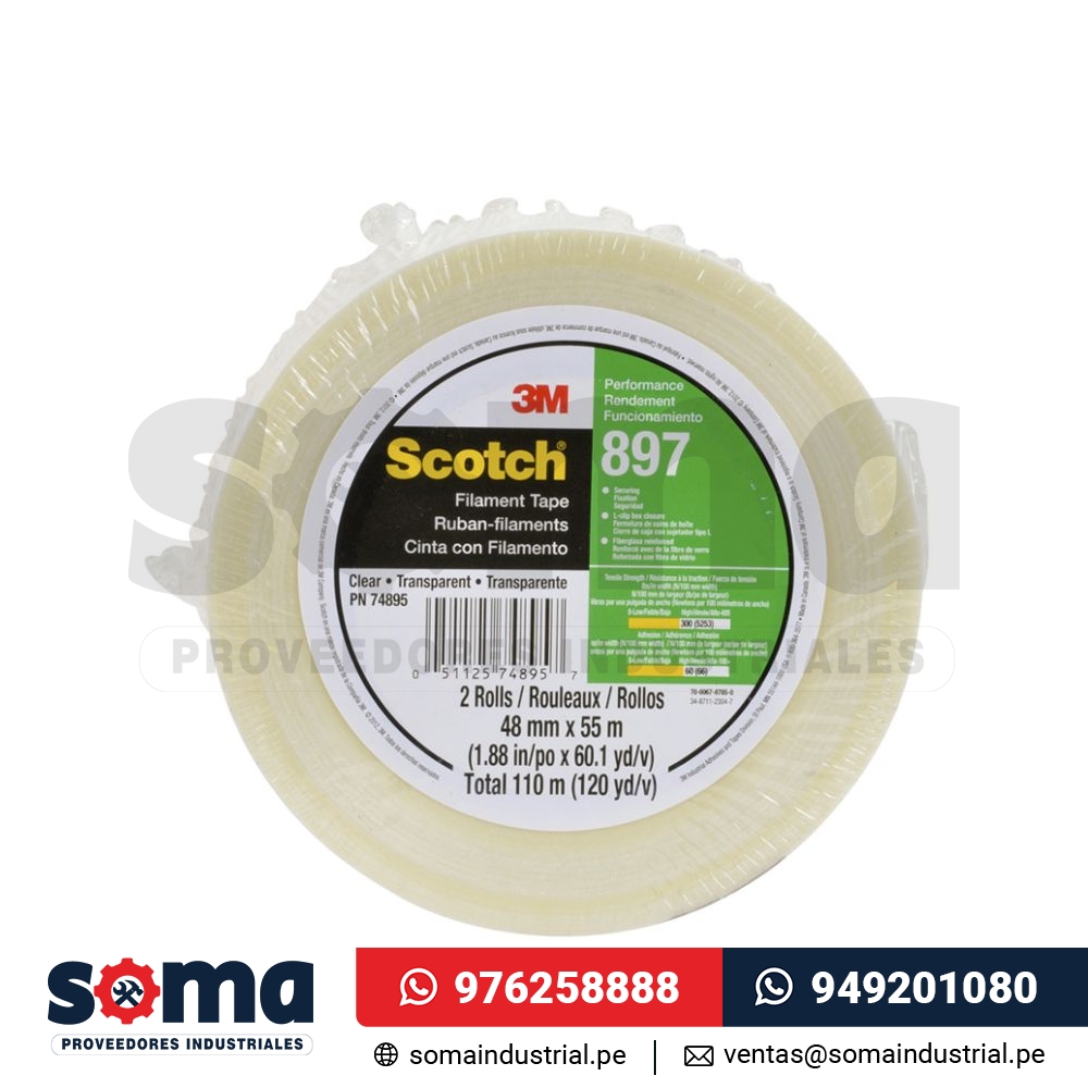 Cinta filamentada calidad Superior 897 18mmx55mts 3M