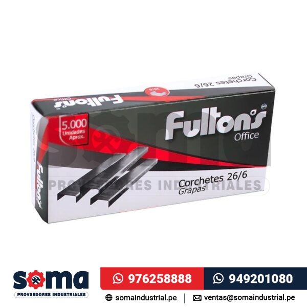 Grapas Cromadas 26 6 Caja x 5000 und. Fultons Office