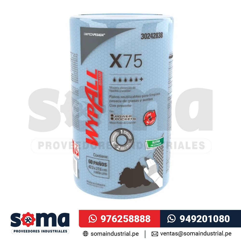 Paños Wypall X75 Plus Rollo X 60 Hojas – Kimberly Clark